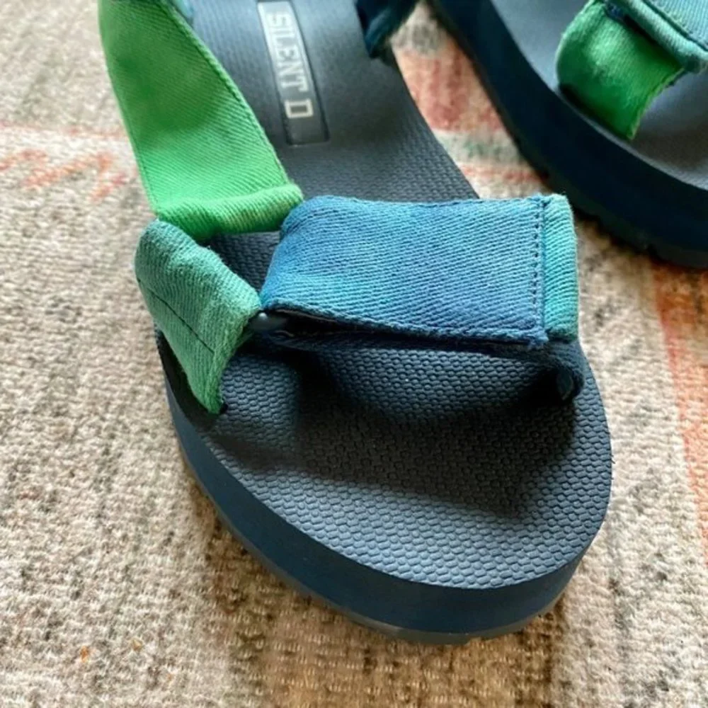 NIB Anthropologie Silent D Morgan Sport Womens Sandals Blue Green Tie-Dye 37
